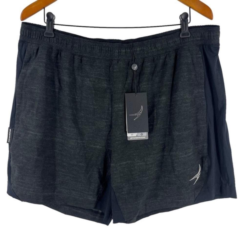 Endeavor Mens Running Shorts Black 2 Zip Pockets Size XL 10654